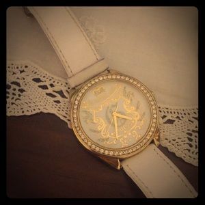 White and gold guess watch